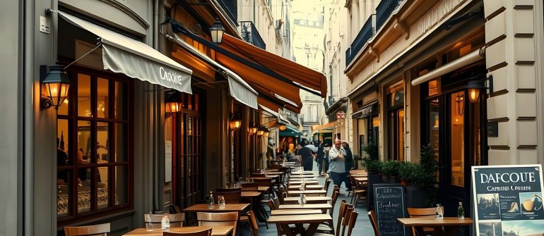 cafe, restaurant, tables, street, chairs, food, paris, building, urban, outdoors, city, dining, relaxation, scenic, alley, architecture, perspective